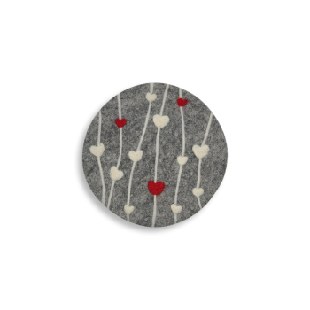 Filz Untersetzer Herzen, grau - Ø ca. 21 cm